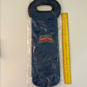 Blue Neoprene Wine Tote. Riley field logo